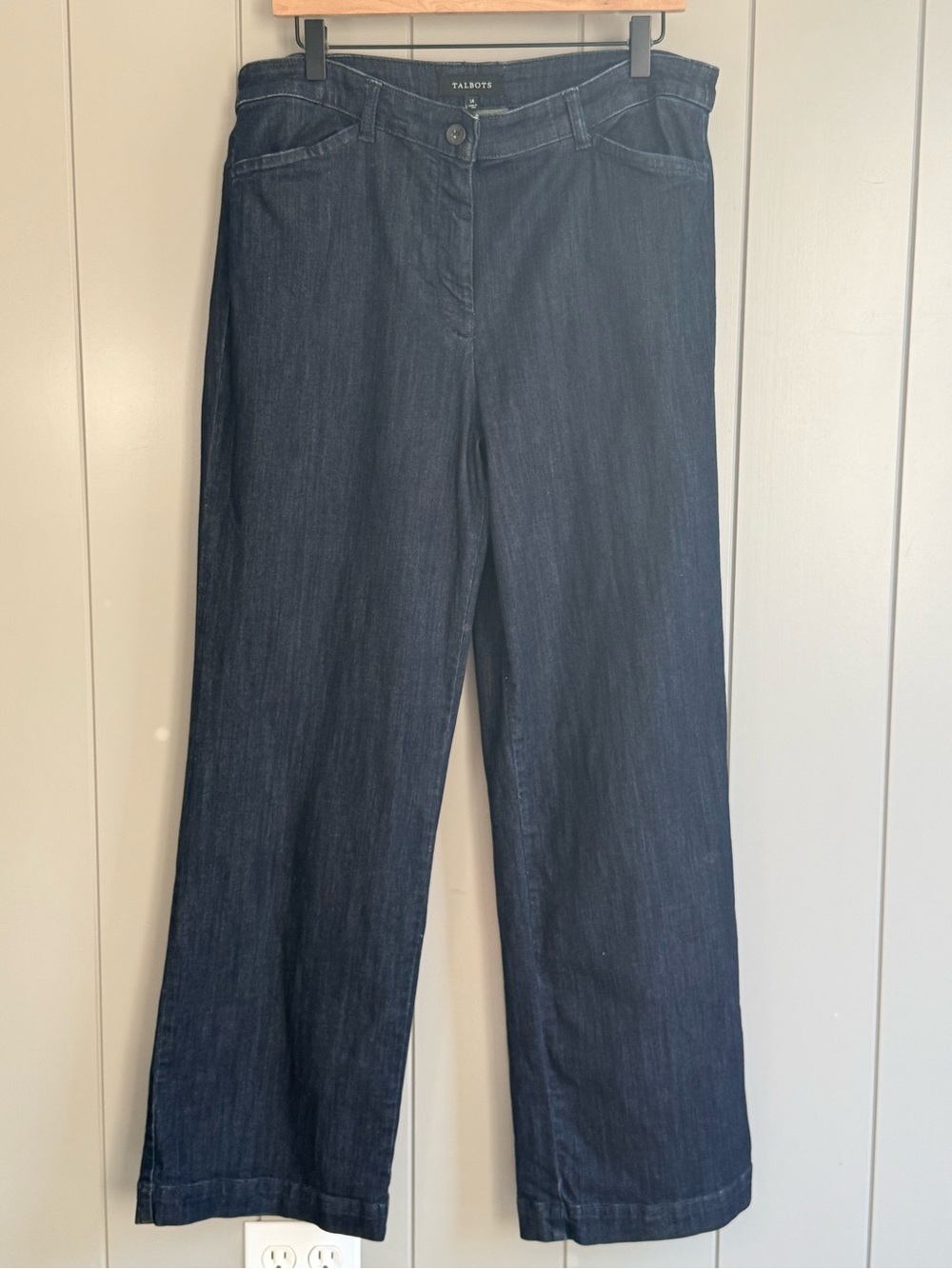 Talbots Womens Denim Wide Leg Trouser Jean 14 Dark Wash - Picture 4 of 14